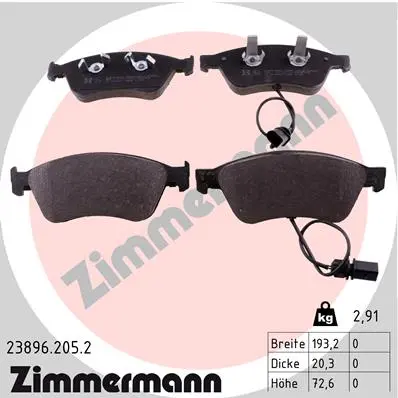 Sada brzdových destiček, kotoučová brzda ZIMMERMANN 23896.205.2