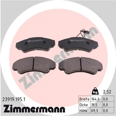 Sada brzdových destiček, kotoučová brzda ZIMMERMANN 23919.195.1
