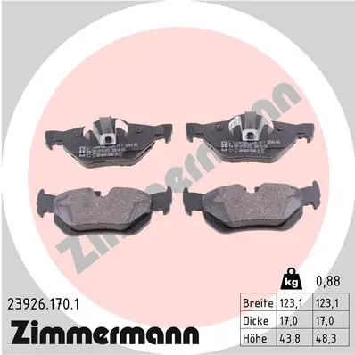 ZIMMERMANN Sada brzdových destiček, kotoučová brzda 239261701