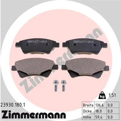 Sada brzdových destiček, kotoučová brzda ZIMMERMANN 23930.180.1
