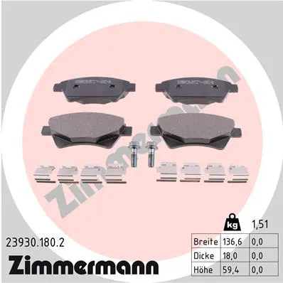 Sada brzdových destiček, kotoučová brzda ZIMMERMANN 23930.180.2