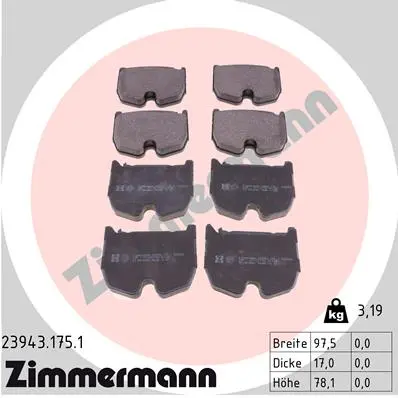 Sada brzdových destiček, kotoučová brzda ZIMMERMANN 23943.175.1