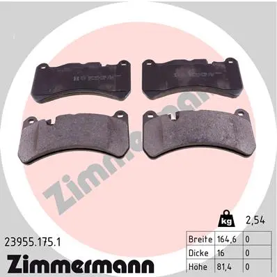 Sada brzdových destiček, kotoučová brzda ZIMMERMANN 23955.175.1