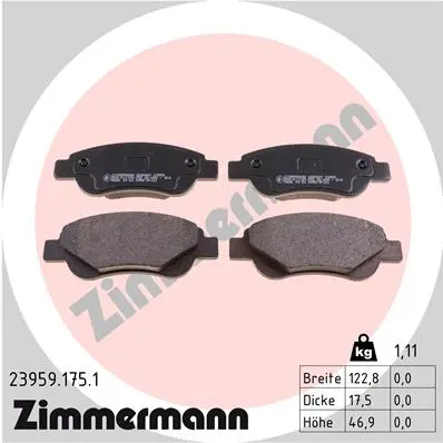 Sada brzdových destiček, kotoučová brzda ZIMMERMANN 23959.175.1