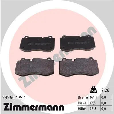 Sada brzdových destiček, kotoučová brzda ZIMMERMANN 23960.175.1