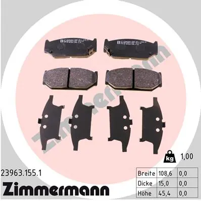 Sada brzdových destiček, kotoučová brzda ZIMMERMANN 23963.155.1