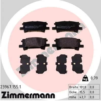 Sada brzdových destiček, kotoučová brzda ZIMMERMANN 23967.155.1