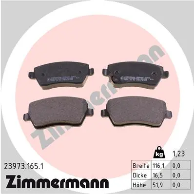 Sada brzdových destiček, kotoučová brzda ZIMMERMANN 23973.165.1