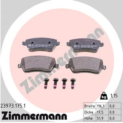 Sada brzdových destiček, kotoučová brzda ZIMMERMANN 23973.175.1