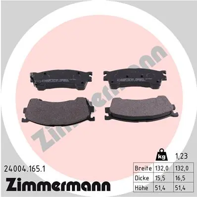 Sada brzdových destiček, kotoučová brzda ZIMMERMANN 24004.165.1