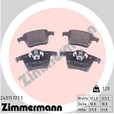 Sada brzdových destiček, kotoučová brzda ZIMMERMANN 24011.177.1