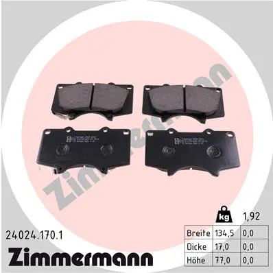Sada brzdových destiček, kotoučová brzda ZIMMERMANN 24024.170.1