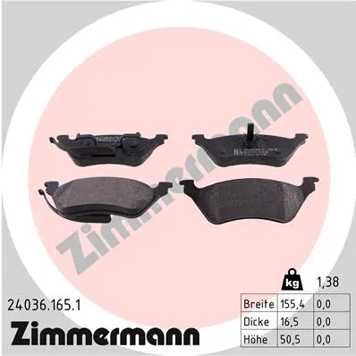 Sada brzdových destiček, kotoučová brzda ZIMMERMANN 24036.165.1