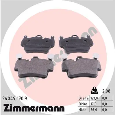 Sada brzdových destiček, kotoučová brzda ZIMMERMANN 24049.170.9