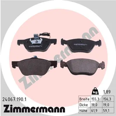 Sada brzdových destiček, kotoučová brzda ZIMMERMANN 24067.190.1