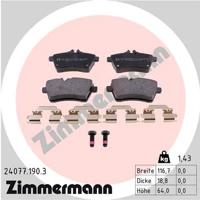 Sada brzdových destiček, kotoučová brzda ZIMMERMANN 24077.190.3
