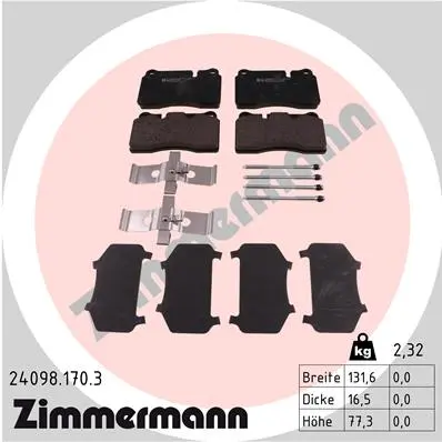 ZIMMERMANN Sada brzdových destiček, kotoučová brzda 240981703