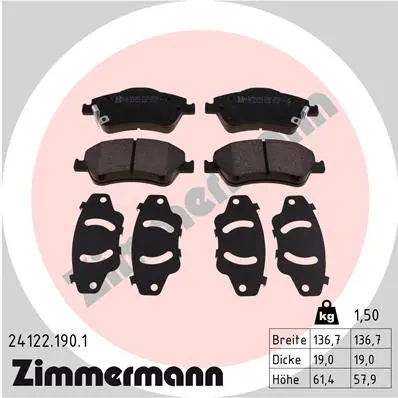 Sada brzdových destiček, kotoučová brzda ZIMMERMANN 24122.190.1