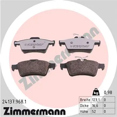 Sada brzdových destiček, kotoučová brzda ZIMMERMANN 24137.968.1