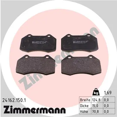 Sada brzdových destiček, kotoučová brzda ZIMMERMANN 24162.150.1