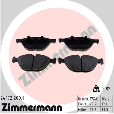 ZIMMERMANN Sada brzdových destiček, kotoučová brzda 241722001