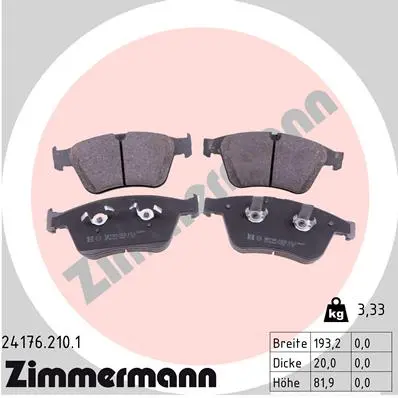 Sada brzdových destiček, kotoučová brzda ZIMMERMANN 24176.210.1