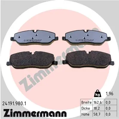 Sada brzdových destiček, kotoučová brzda ZIMMERMANN 24191.980.1