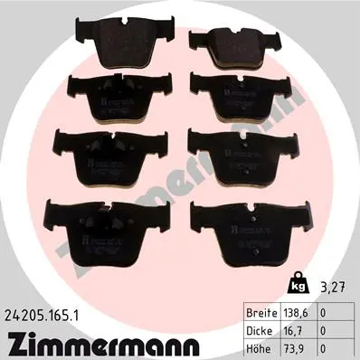 Sada brzdových destiček, kotoučová brzda ZIMMERMANN 24205.165.1