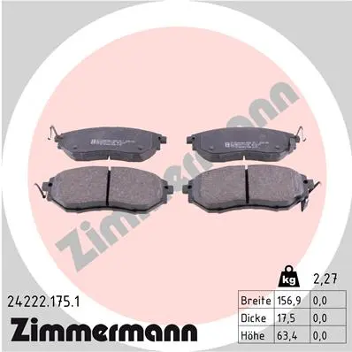 Sada brzdových destiček, kotoučová brzda ZIMMERMANN 24222.175.1