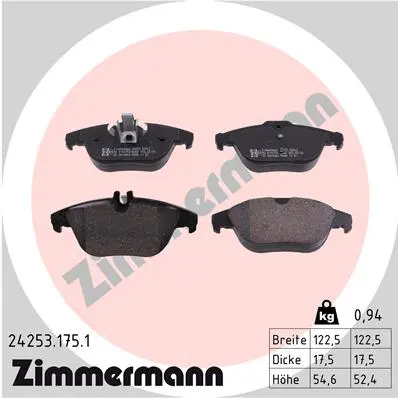Sada brzdových destiček, kotoučová brzda ZIMMERMANN 24253.175.1