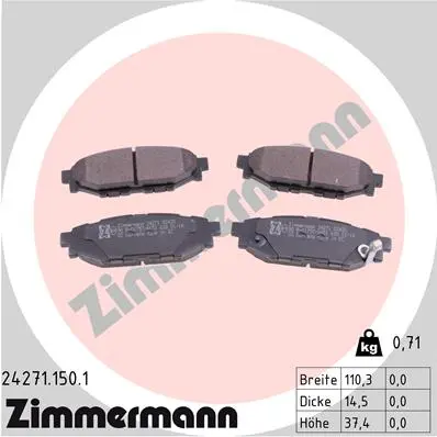 Sada brzdových destiček, kotoučová brzda ZIMMERMANN 24271.150.1