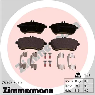 Sada brzdových destiček, kotoučová brzda ZIMMERMANN 24306.205.3