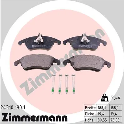 Sada brzdových destiček, kotoučová brzda ZIMMERMANN 24310.190.1