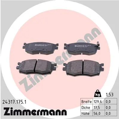 Sada brzdových destiček, kotoučová brzda ZIMMERMANN 24317.175.1