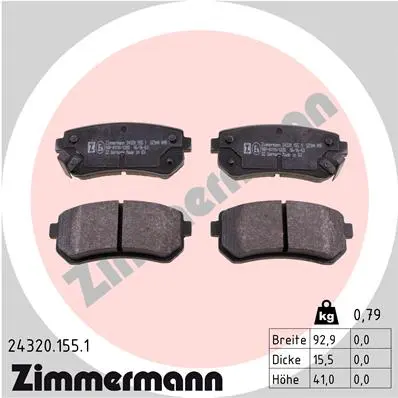 Sada brzdových destiček, kotoučová brzda ZIMMERMANN 24320.155.1
