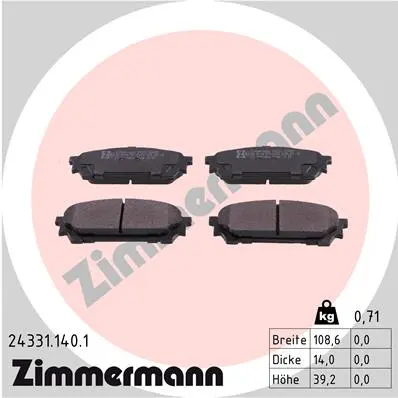Sada brzdových destiček, kotoučová brzda ZIMMERMANN 24331.140.1