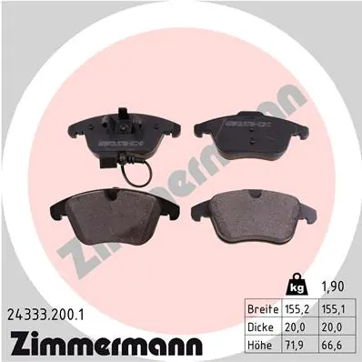 ZIMMERMANN Sada brzdových destiček, kotoučová brzda 243332001