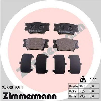 Sada brzdových destiček, kotoučová brzda ZIMMERMANN 24338.155.1
