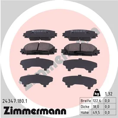 Sada brzdových destiček, kotoučová brzda ZIMMERMANN 24347.180.1