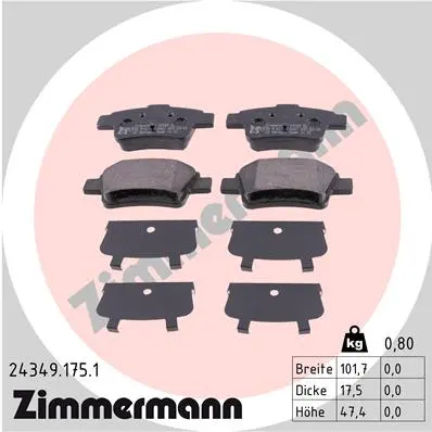 Sada brzdových destiček, kotoučová brzda ZIMMERMANN 24349.175.1