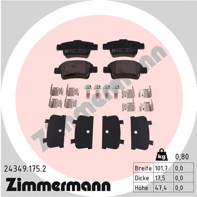 Sada brzdových destiček, kotoučová brzda ZIMMERMANN 24349.175.2
