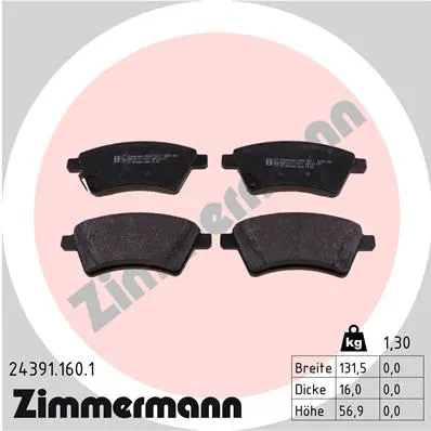 ZIMMERMANN Sada brzdových destiček, kotoučová brzda 243911601