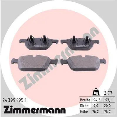 Sada brzdových destiček, kotoučová brzda ZIMMERMANN 24399.195.1