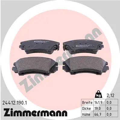 Sada brzdových destiček, kotoučová brzda ZIMMERMANN 24412.190.1