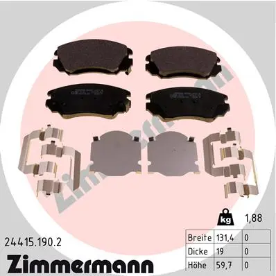 Sada brzdových destiček, kotoučová brzda ZIMMERMANN 24415.190.2