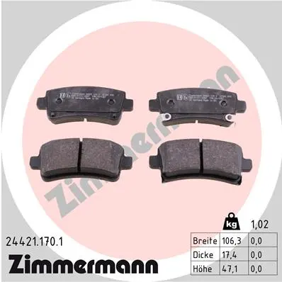 Sada brzdových destiček, kotoučová brzda ZIMMERMANN 24421.170.1