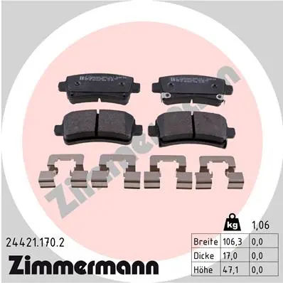 ZIMMERMANN Sada brzdových destiček, kotoučová brzda 244211702