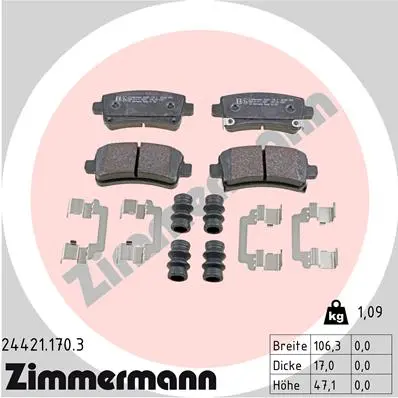 Sada brzdových destiček, kotoučová brzda ZIMMERMANN 24421.170.3