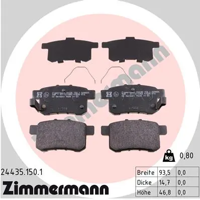 Sada brzdových destiček, kotoučová brzda ZIMMERMANN 24435.150.1