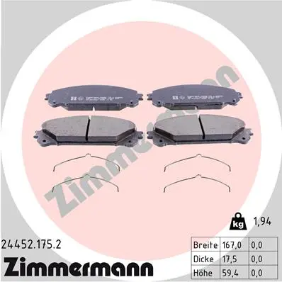 Sada brzdových destiček, kotoučová brzda ZIMMERMANN 24452.175.2